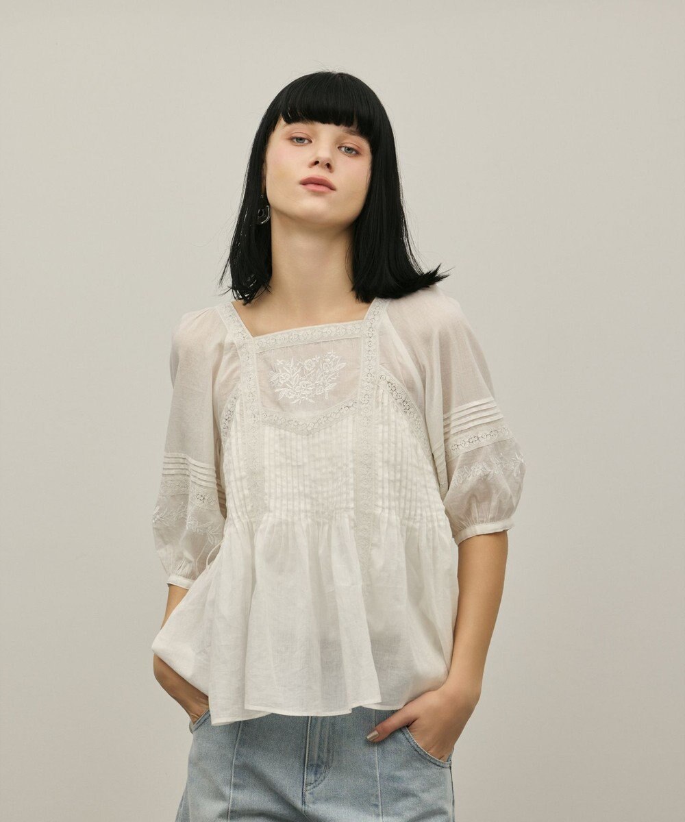 GRACE CONTINENTAL レースコンビピンタックブラウス 