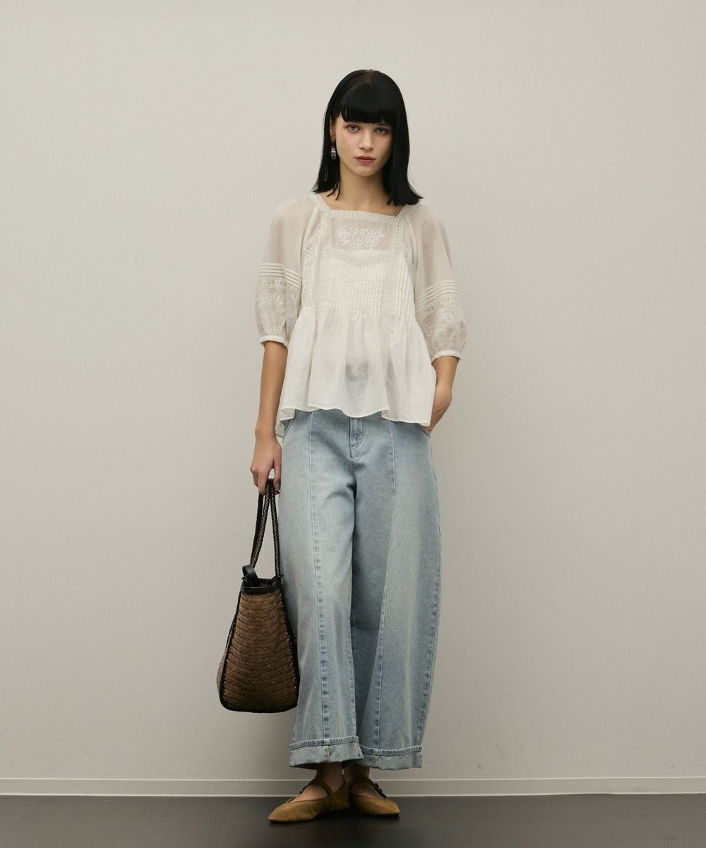 GRACE CONTINENTAL レースコンビピンタックブラウス 