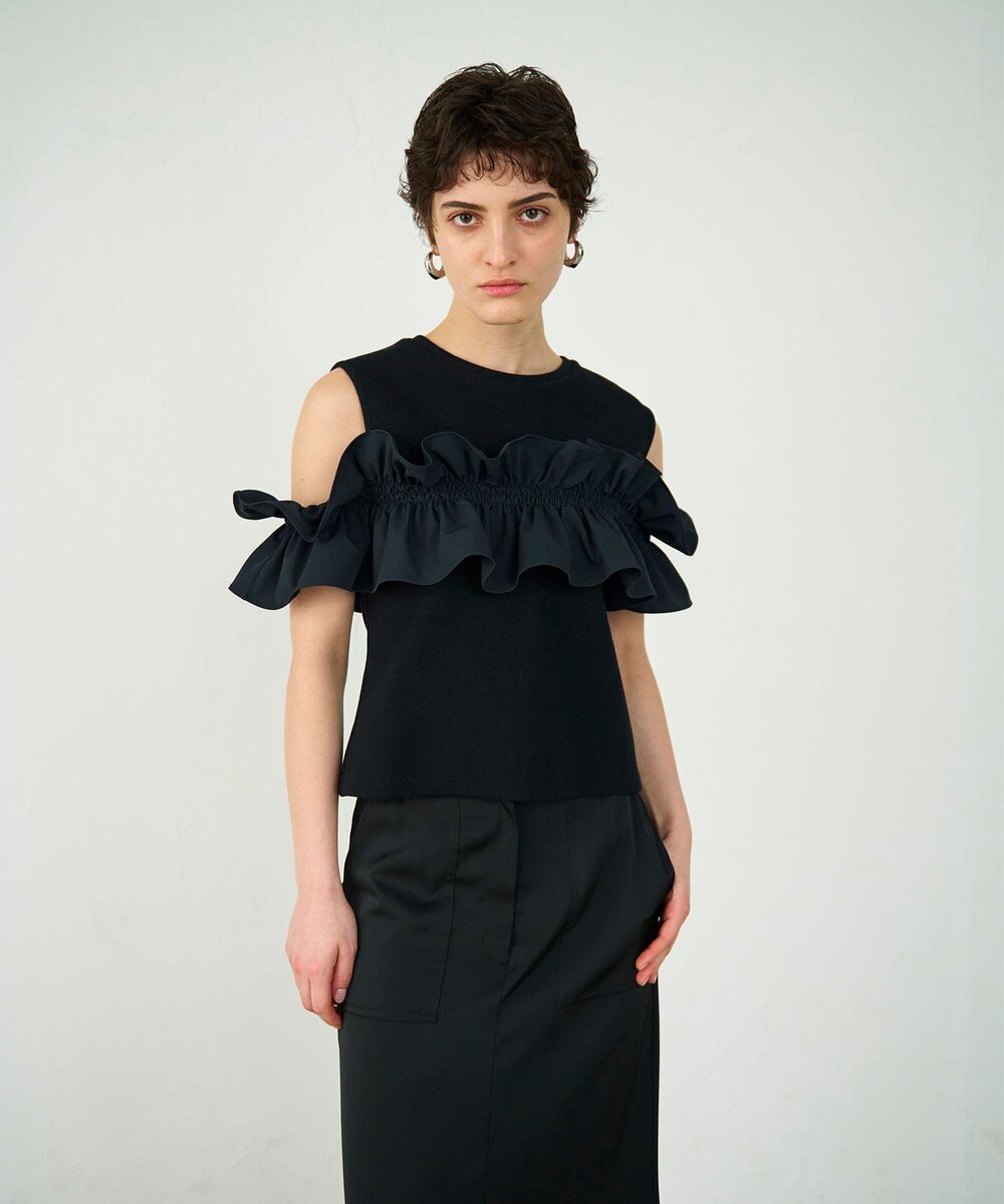 GRACE CONTINENTAL フリルリブカットトップ