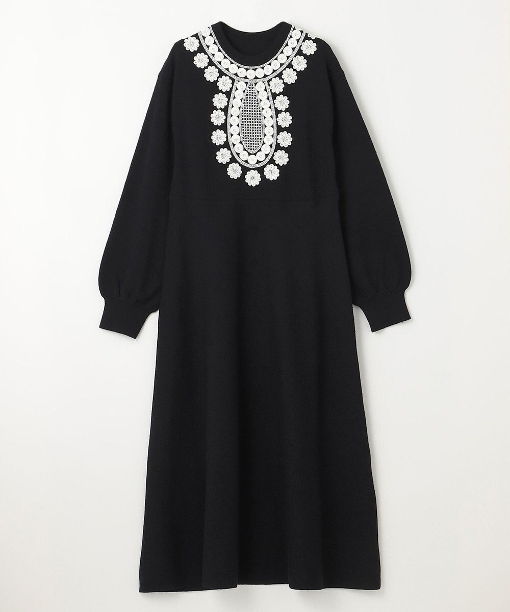 GRACE CONTINENTAL エスニック刺繍ニットワンピース 