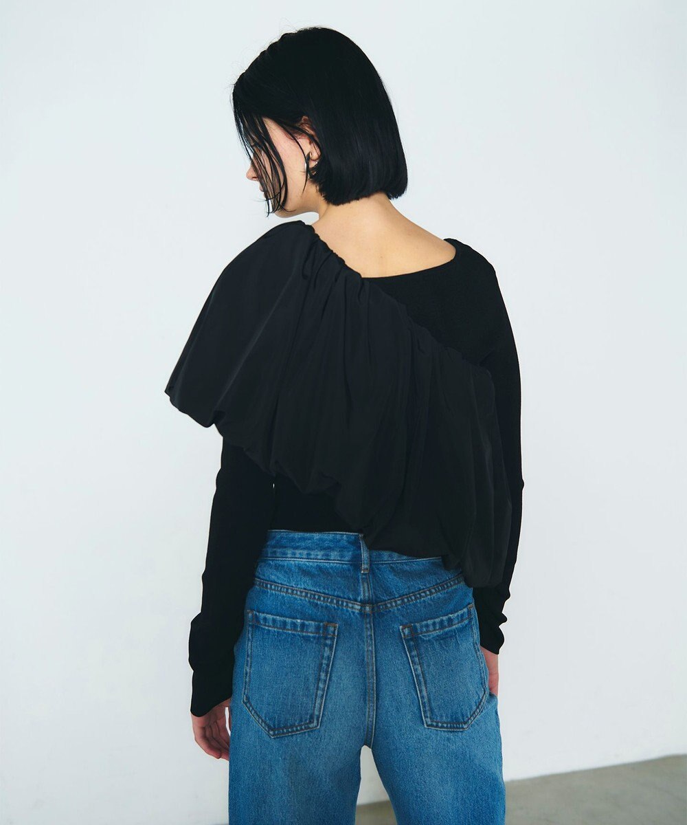 GRACE CONTINENTAL タフタケープ付ニットトップ 