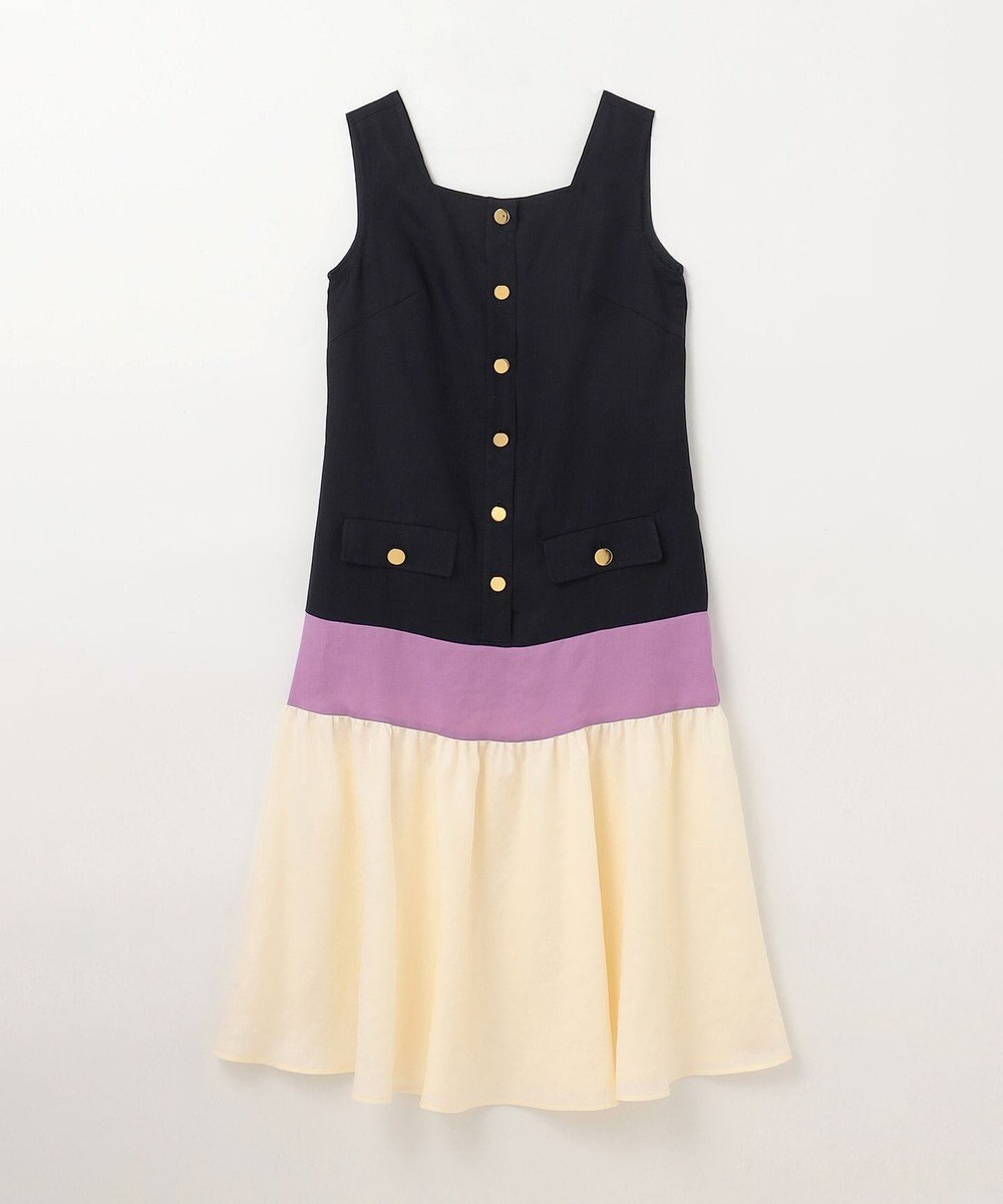 GRACE CONTINENTAL リネンタッチ配色ワンピース 