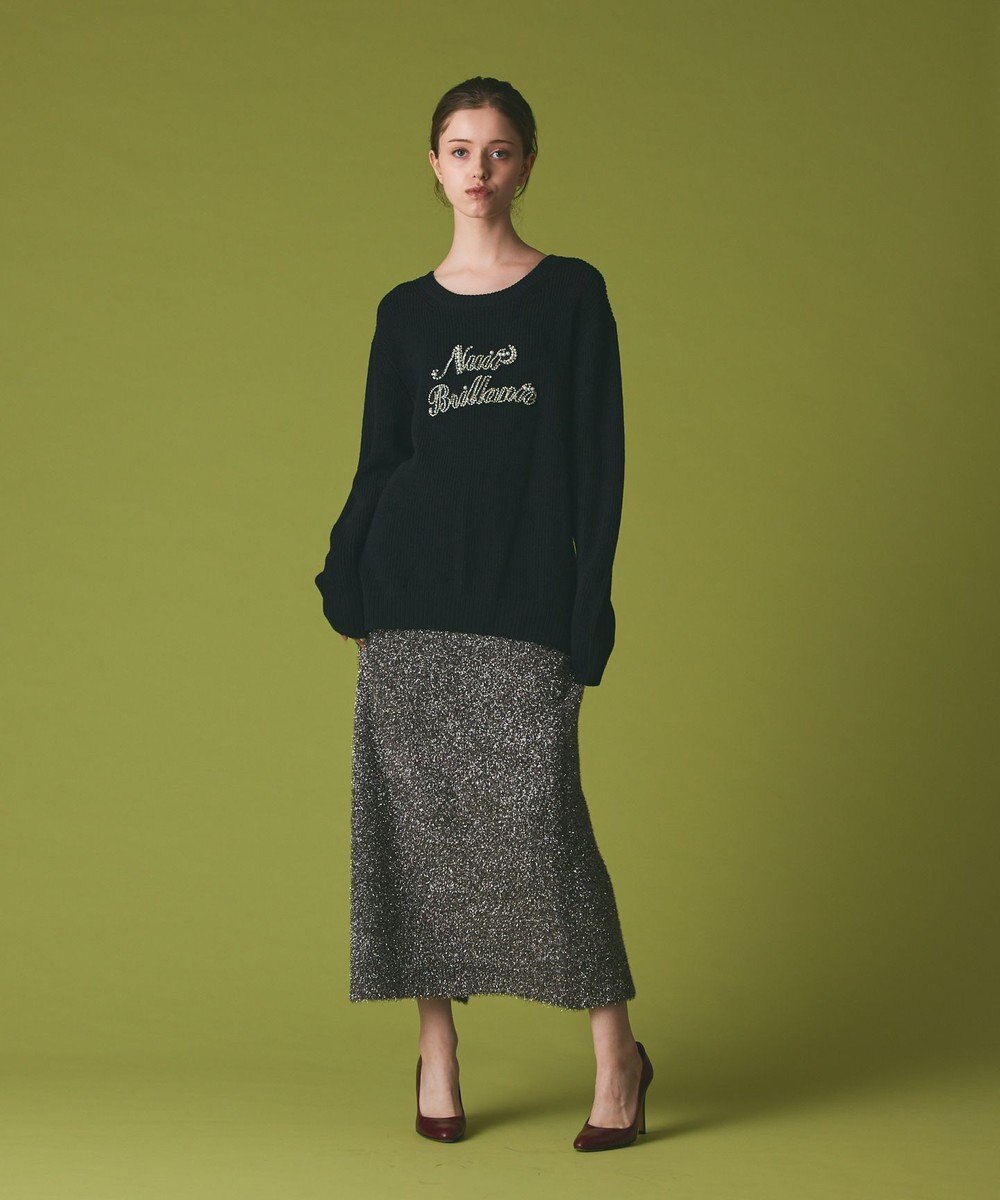 GRACE CONTINENTAL ビジューロゴニットトップ 