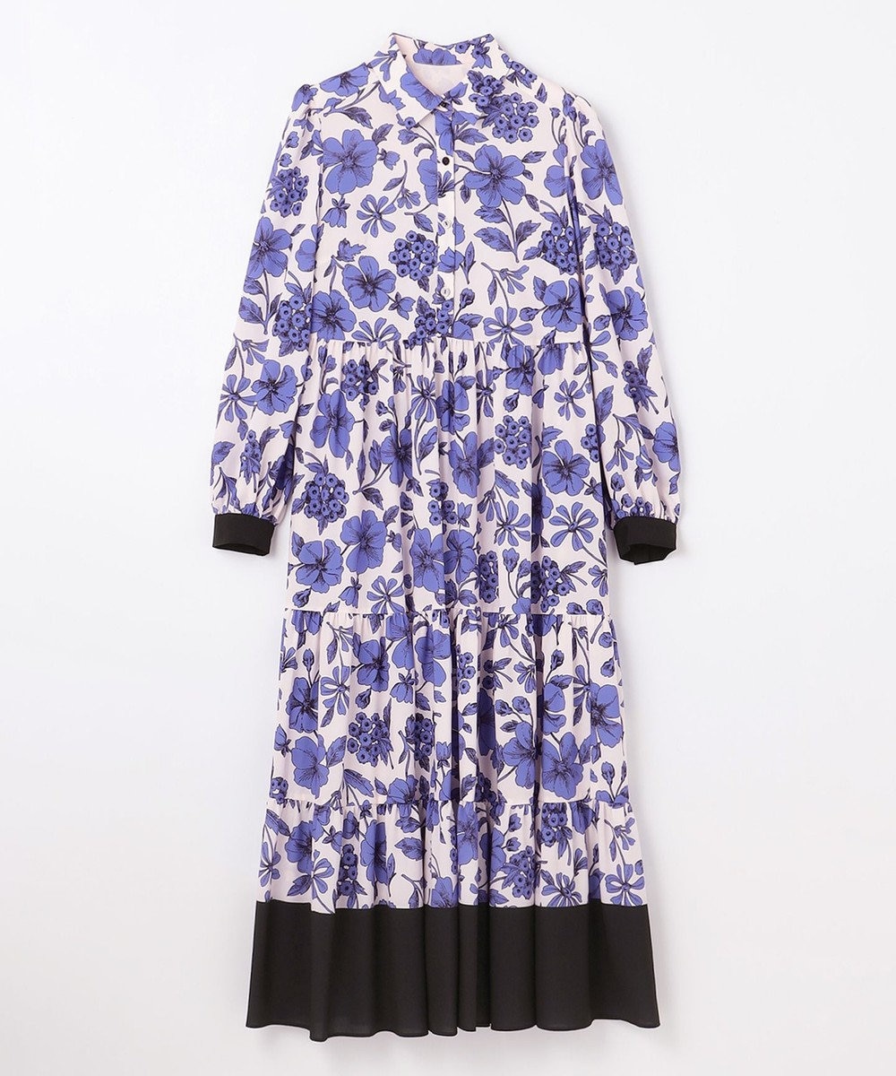GRACE CONTINENTAL フラワープリントティアードワンピース 