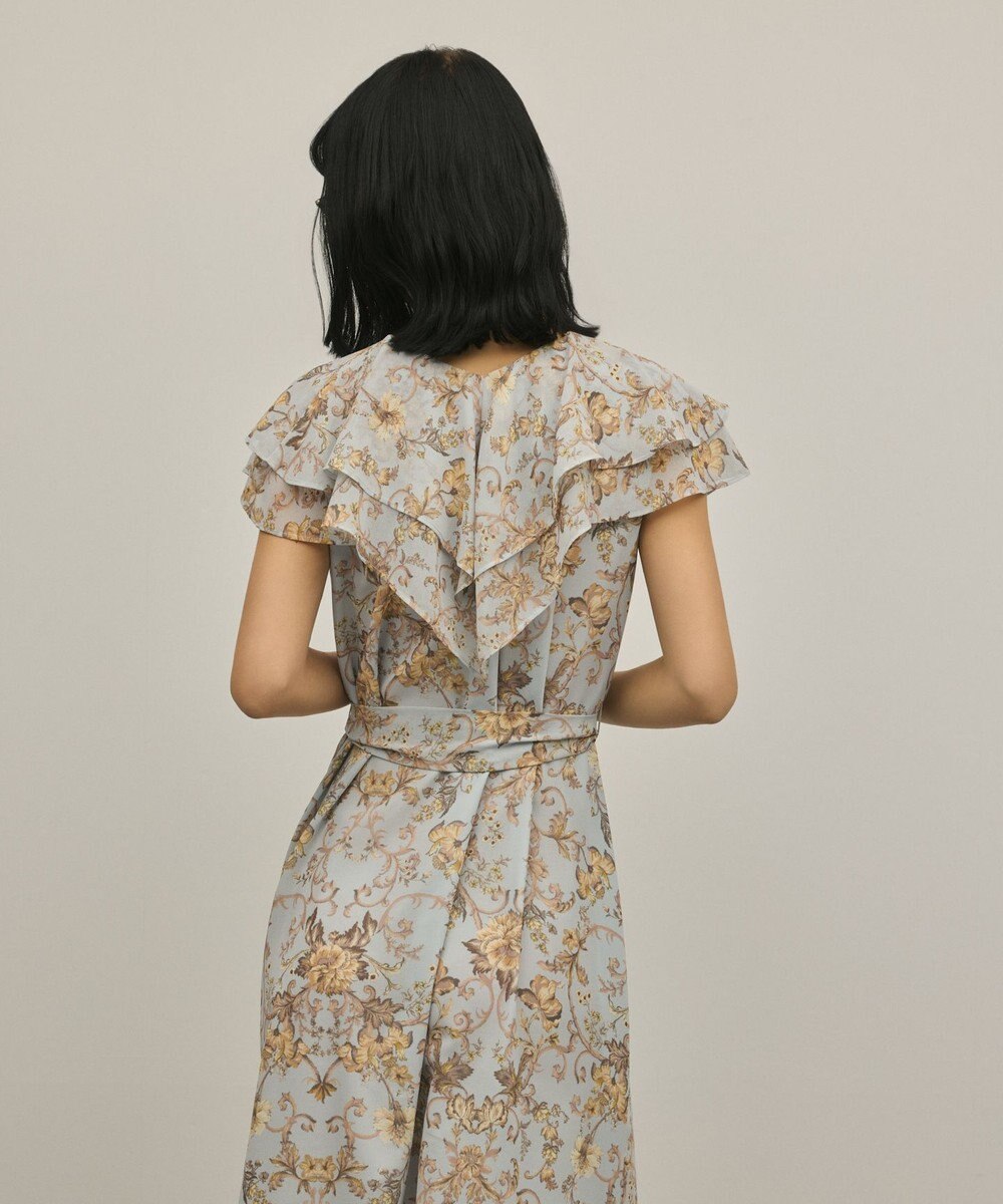 GRACE CONTINENTAL サラサプリントフリルカラーワンピース 