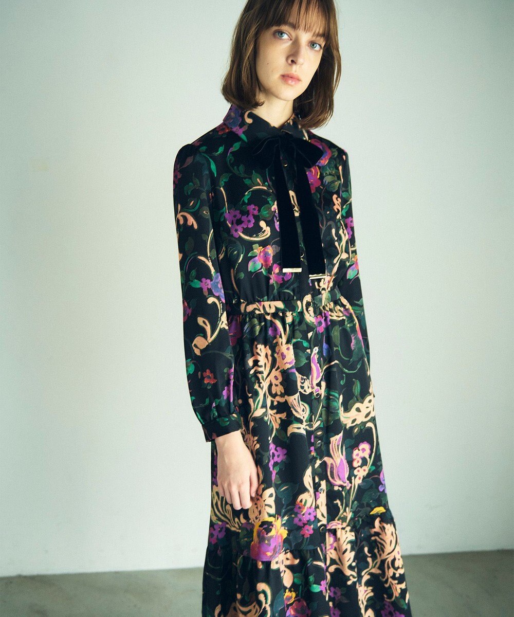 GRACE CONTINENTAL ローズオーナメントプリントワンピース 