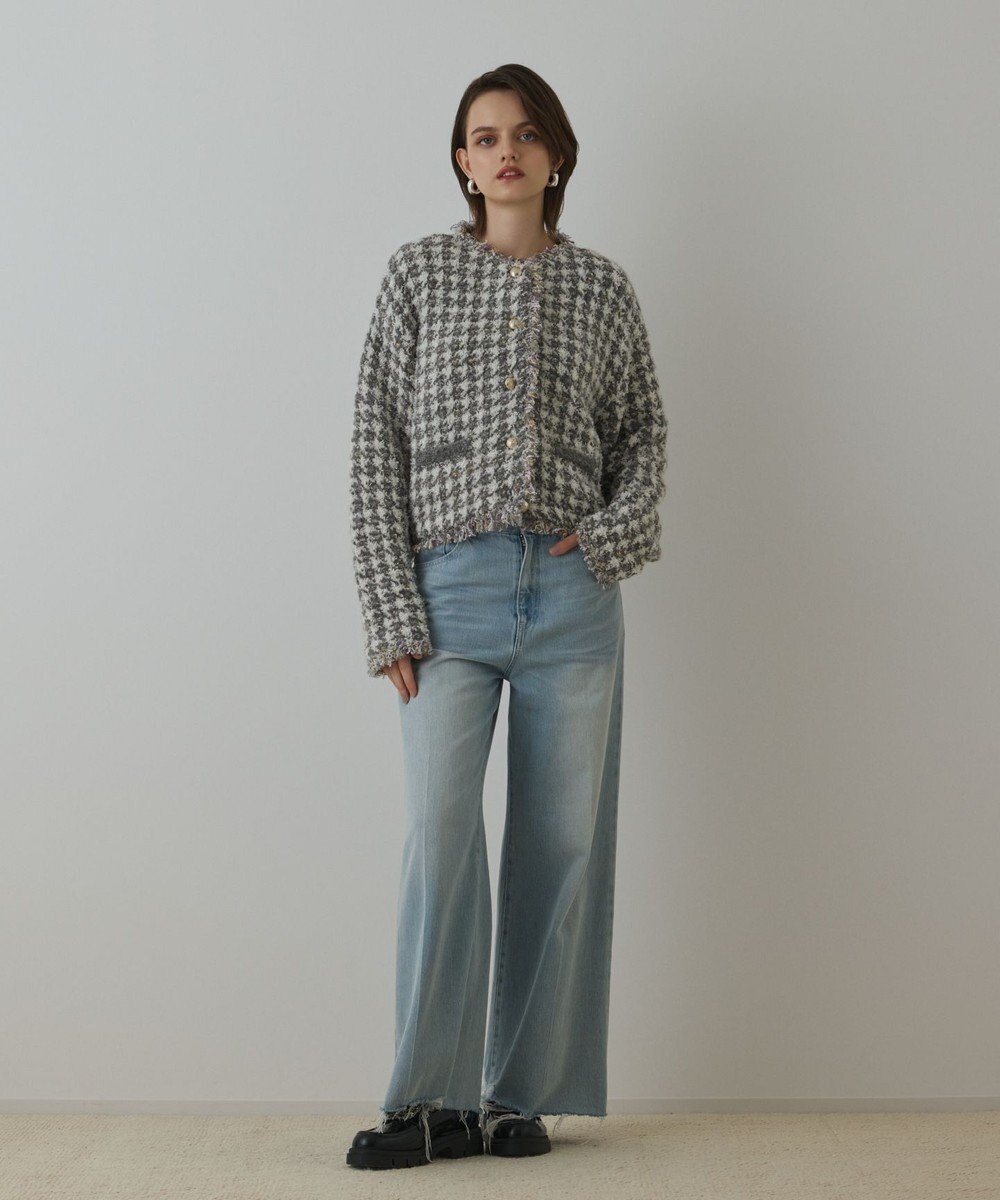 GRACE CONTINENTAL ツイードニットショートカーディガン 