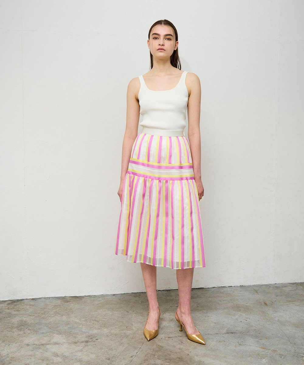 GRACE CONTINENTAL マルチシアーストライプスカート