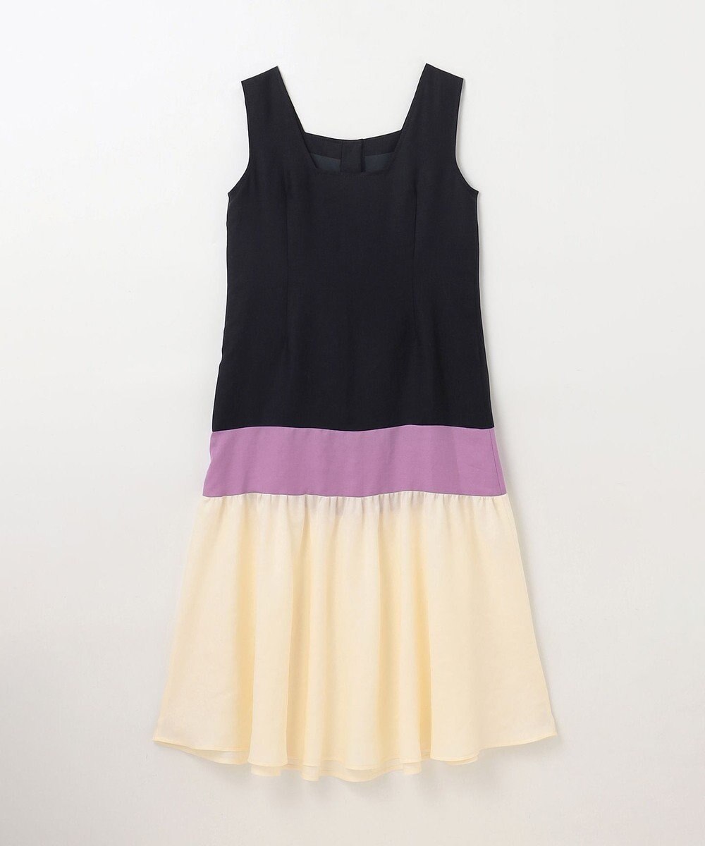 GRACE CONTINENTAL リネンタッチ配色ワンピース 