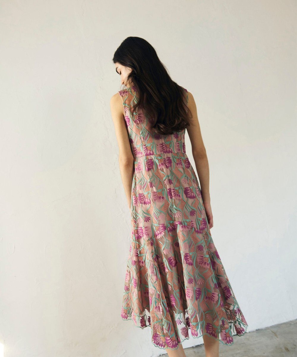 GRACE CONTINENTAL フラワー刺繍チュールドレス