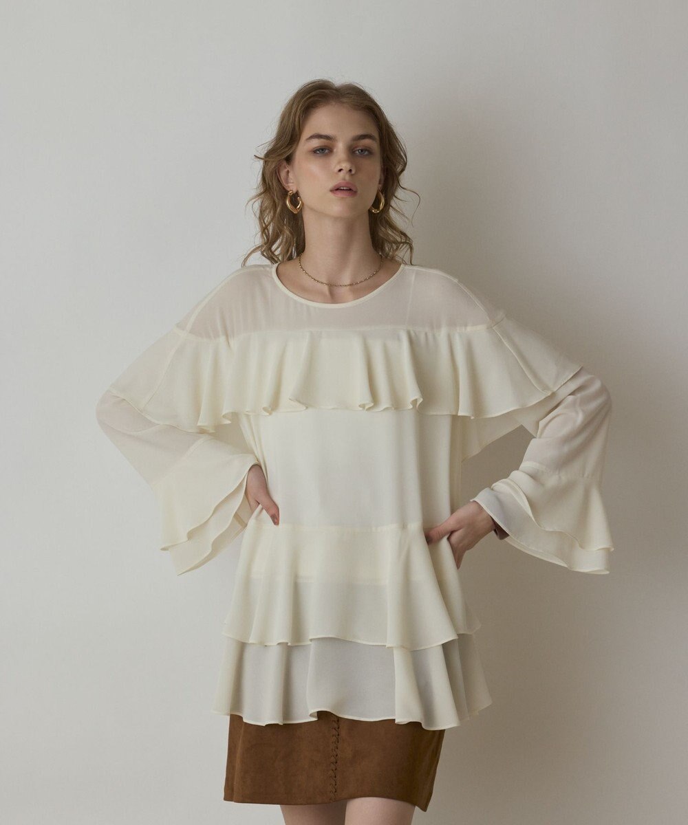 GRACE CONTINENTAL シフォンフリルブラウス 