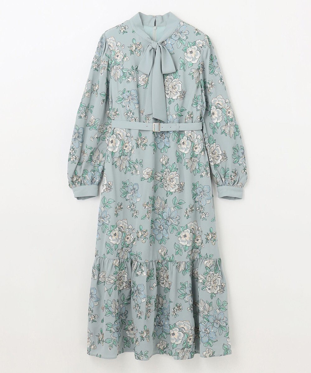 GRACE CONTINENTAL フラワー刺繍ボウタイワンピース