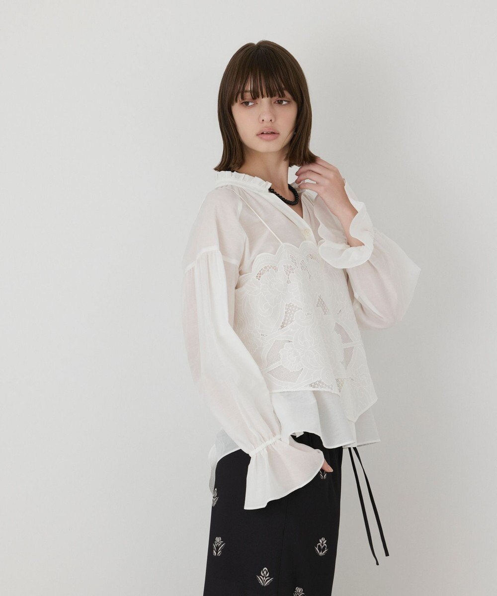 GRACE CONTINENTAL カットワークキャミ付カフタンブラウス 