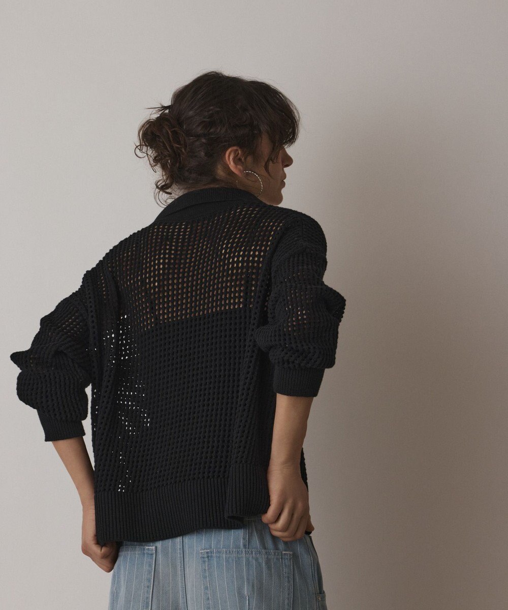 GRACE CONTINENTAL メッシュVネックニットトップ