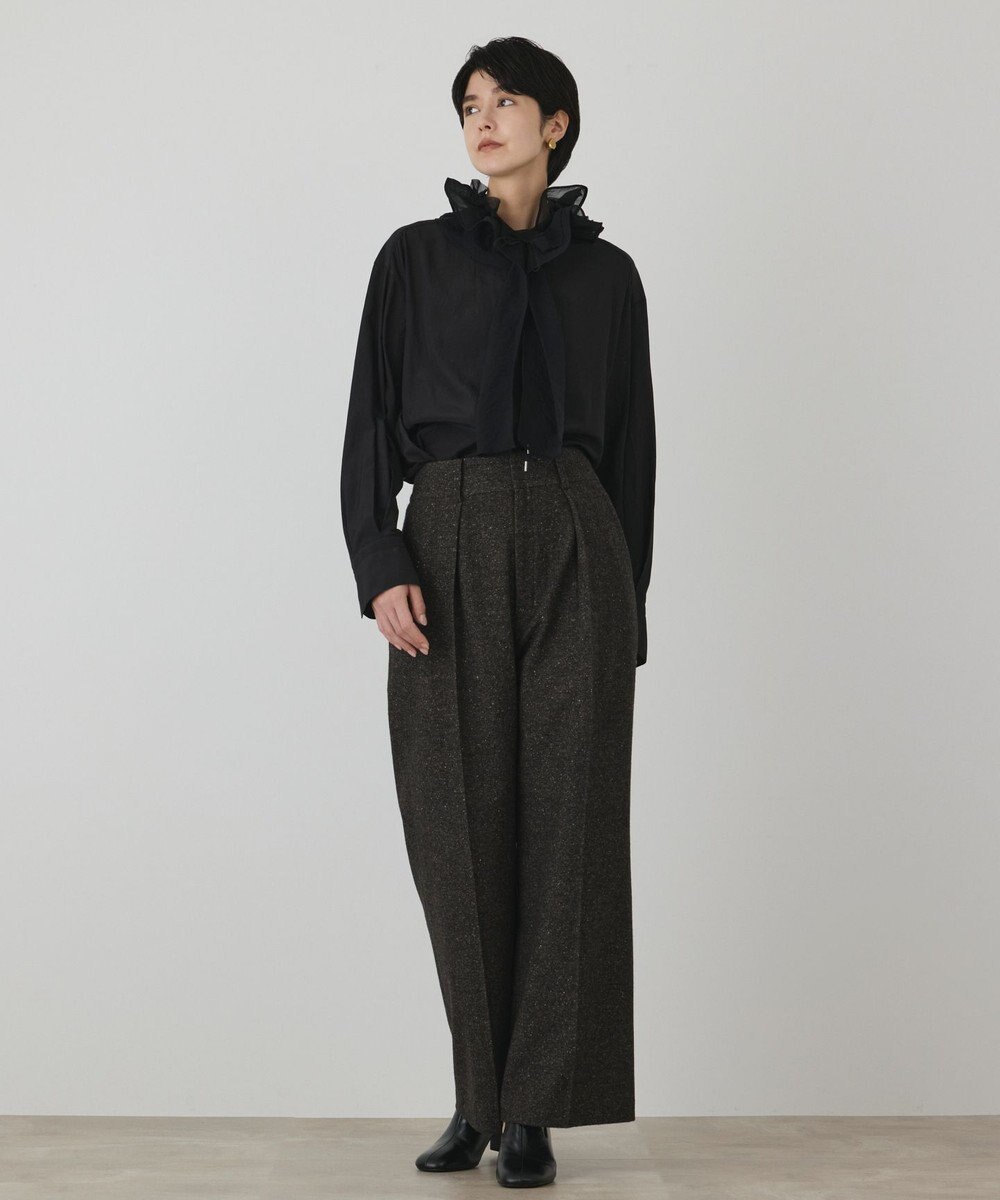 GRACE CONTINENTAL ウールタックワイドパンツ 