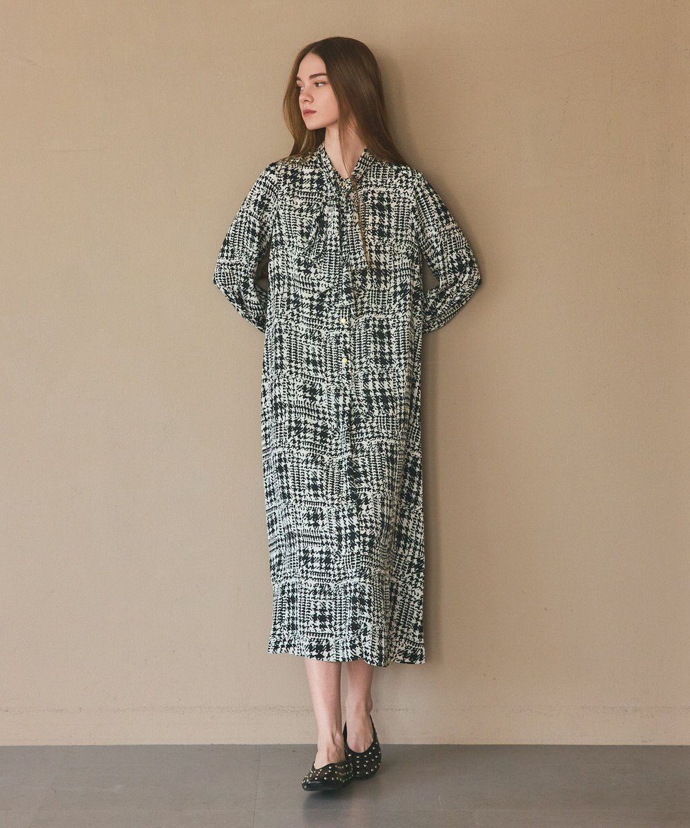 GRACE CONTINENTAL チェックプリントボウ付ワンピース 