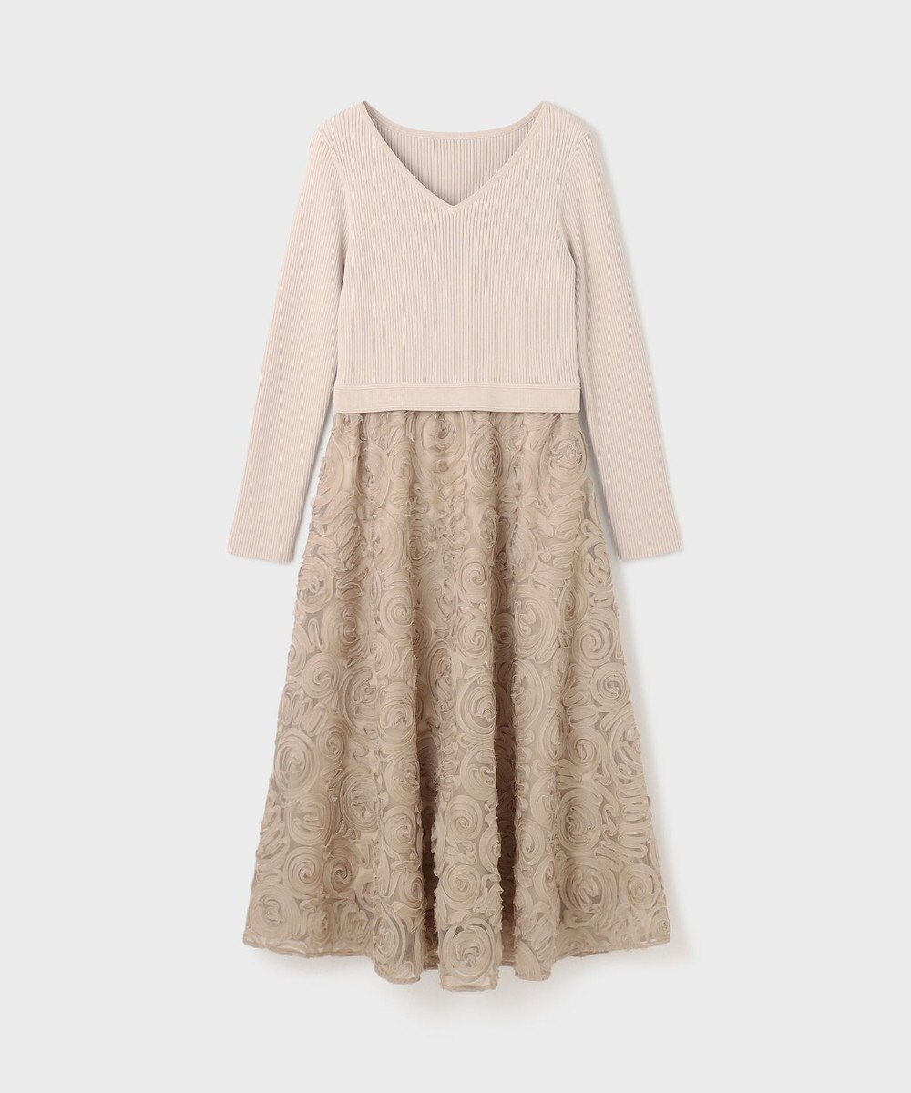 GRACE CONTINENTAL テープ刺繍ニットワンピース