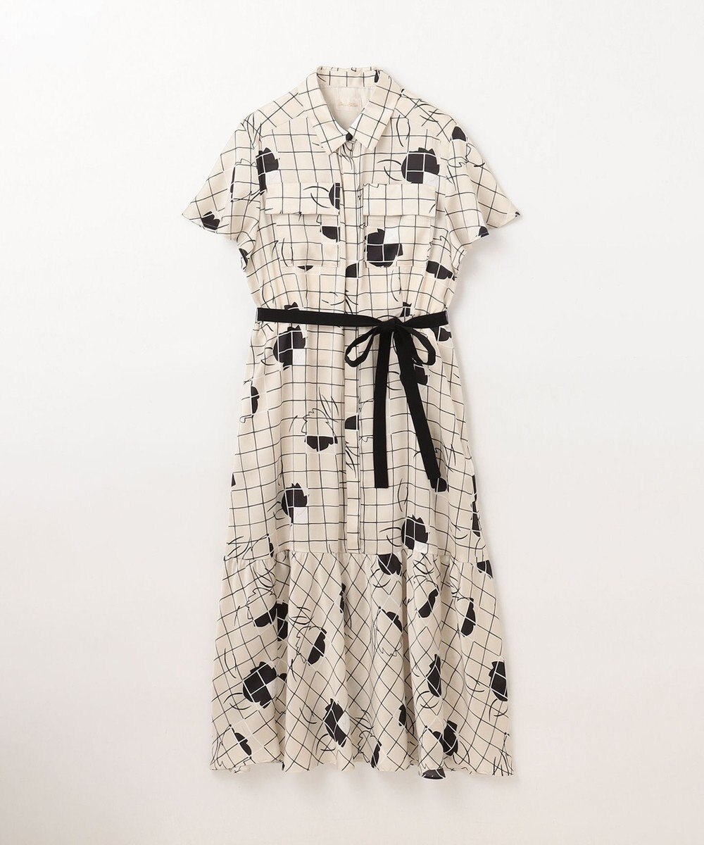 GRACE CONTINENTAL ラインフラワーシャツドレス 
