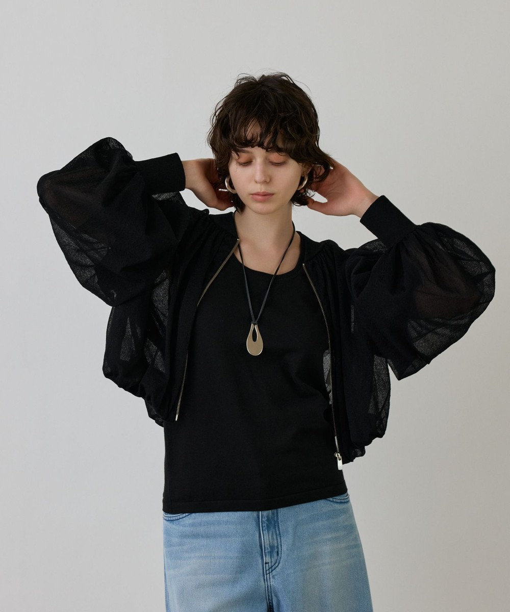 GRACE CONTINENTAL ループニットジャケット ブラック ループヤーンニットカーディガン / GRACE CONTINENTAL | GRACE