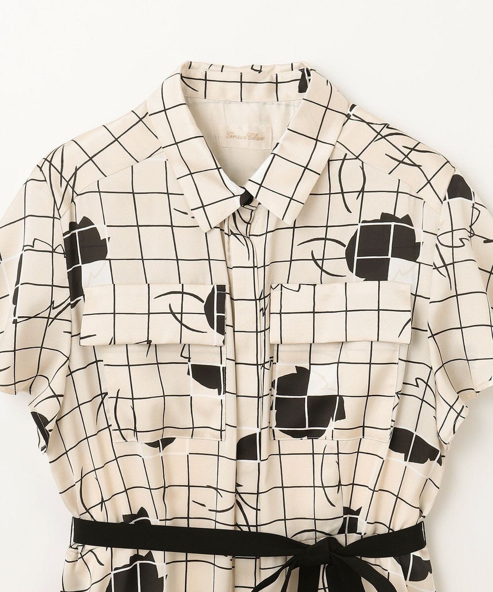 GRACE CONTINENTAL ラインフラワーシャツドレス 