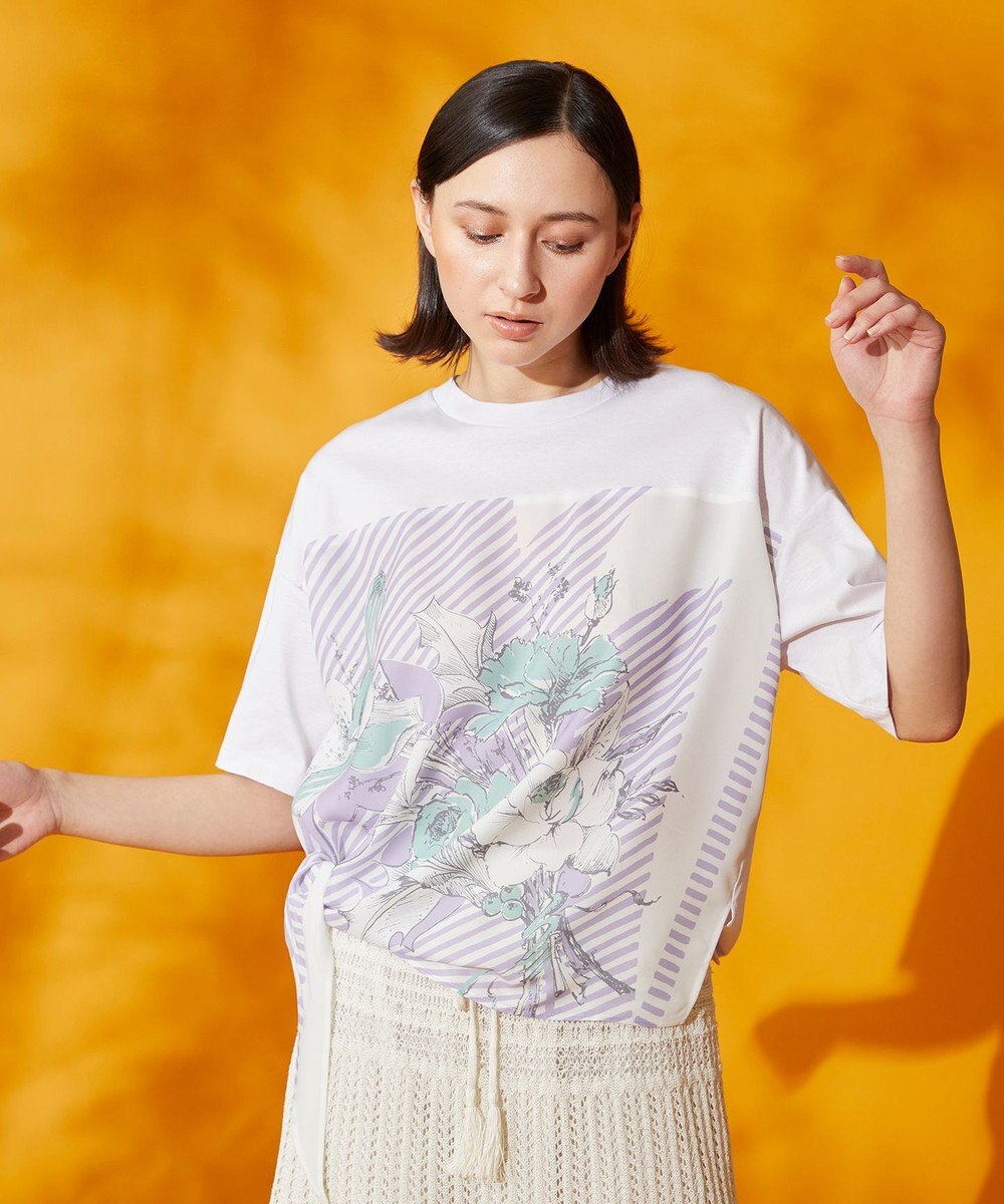 GRACE CONTINENTAL スカーフコンビトップ ラベンダー