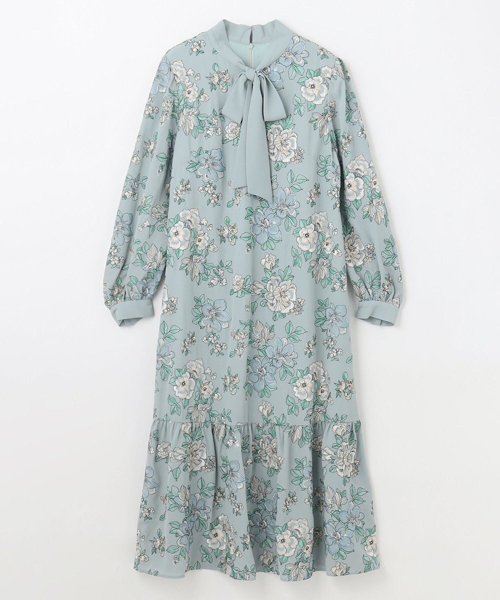 GRACE CONTINENTAL フラワー刺繍ボウタイワンピース 