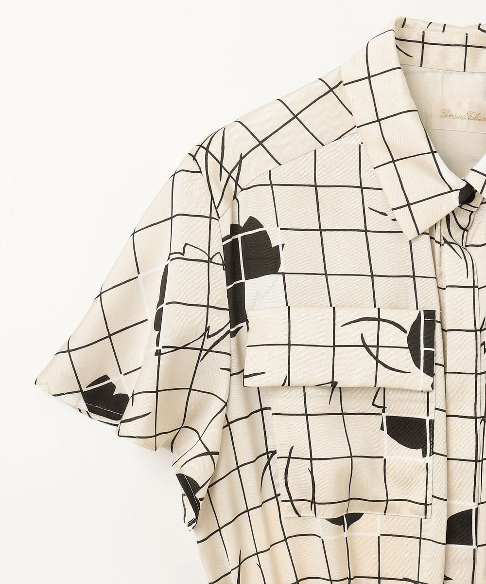 GRACE CONTINENTAL ラインフラワーシャツドレス 