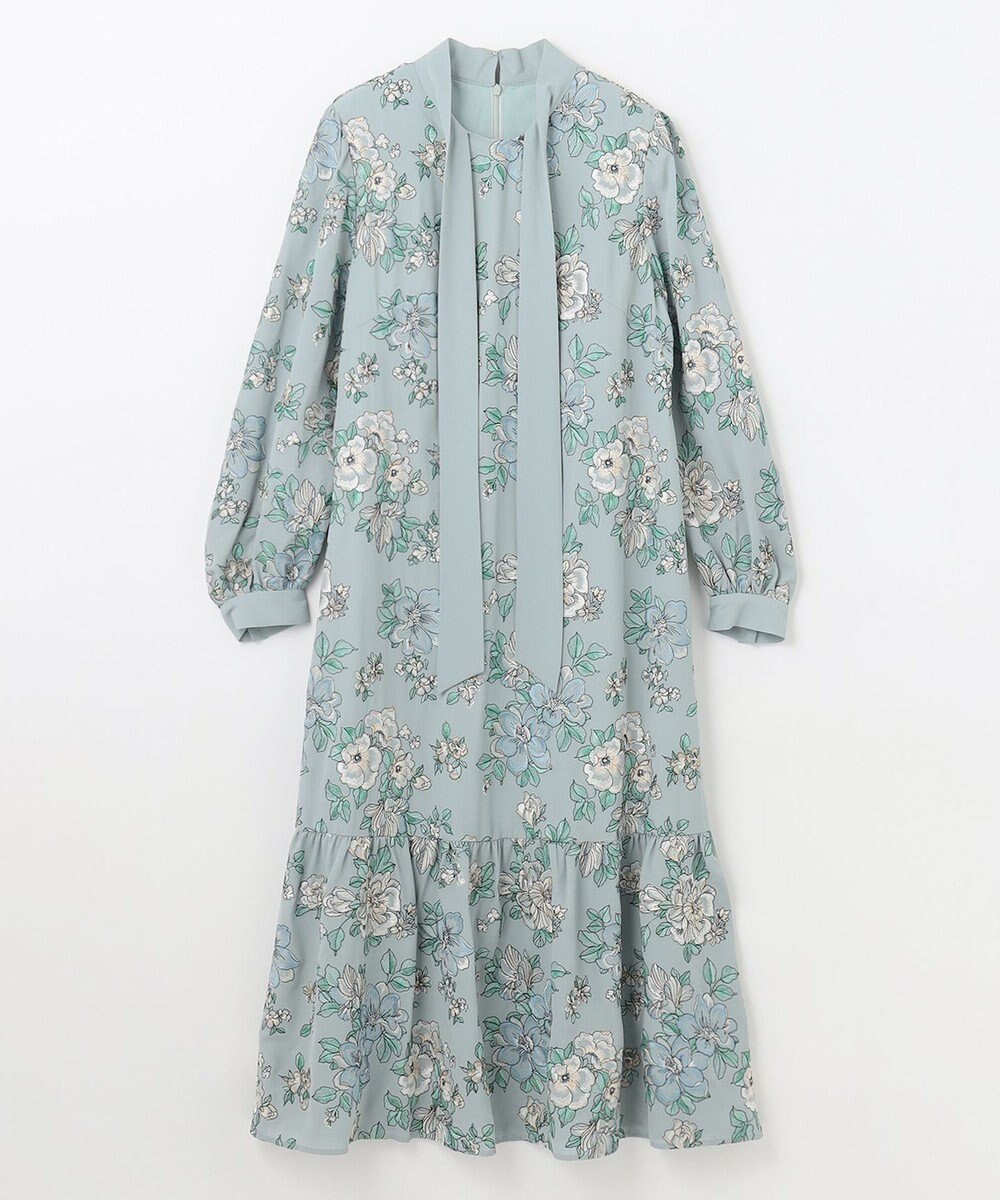 GRACE CONTINENTAL フラワー刺繍ボウタイワンピース