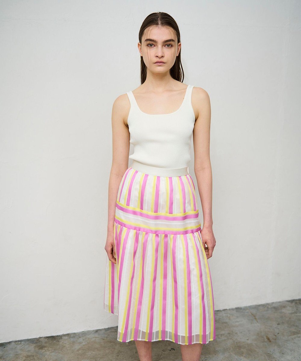 GRACE CONTINENTAL マルチシアーストライプスカート