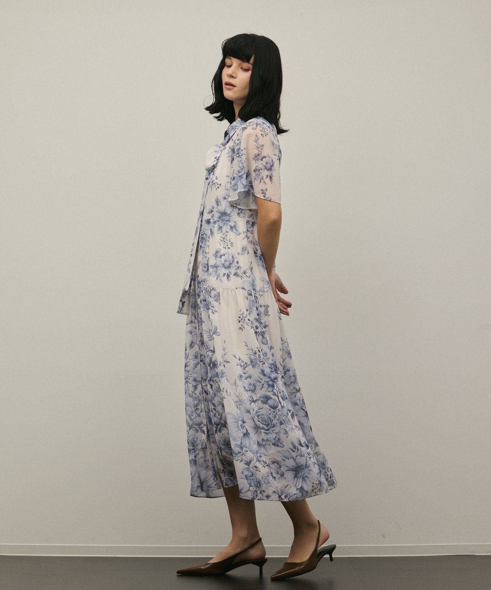 GRACE CONTINENTAL フラワープリントシャツフレアワンピース 