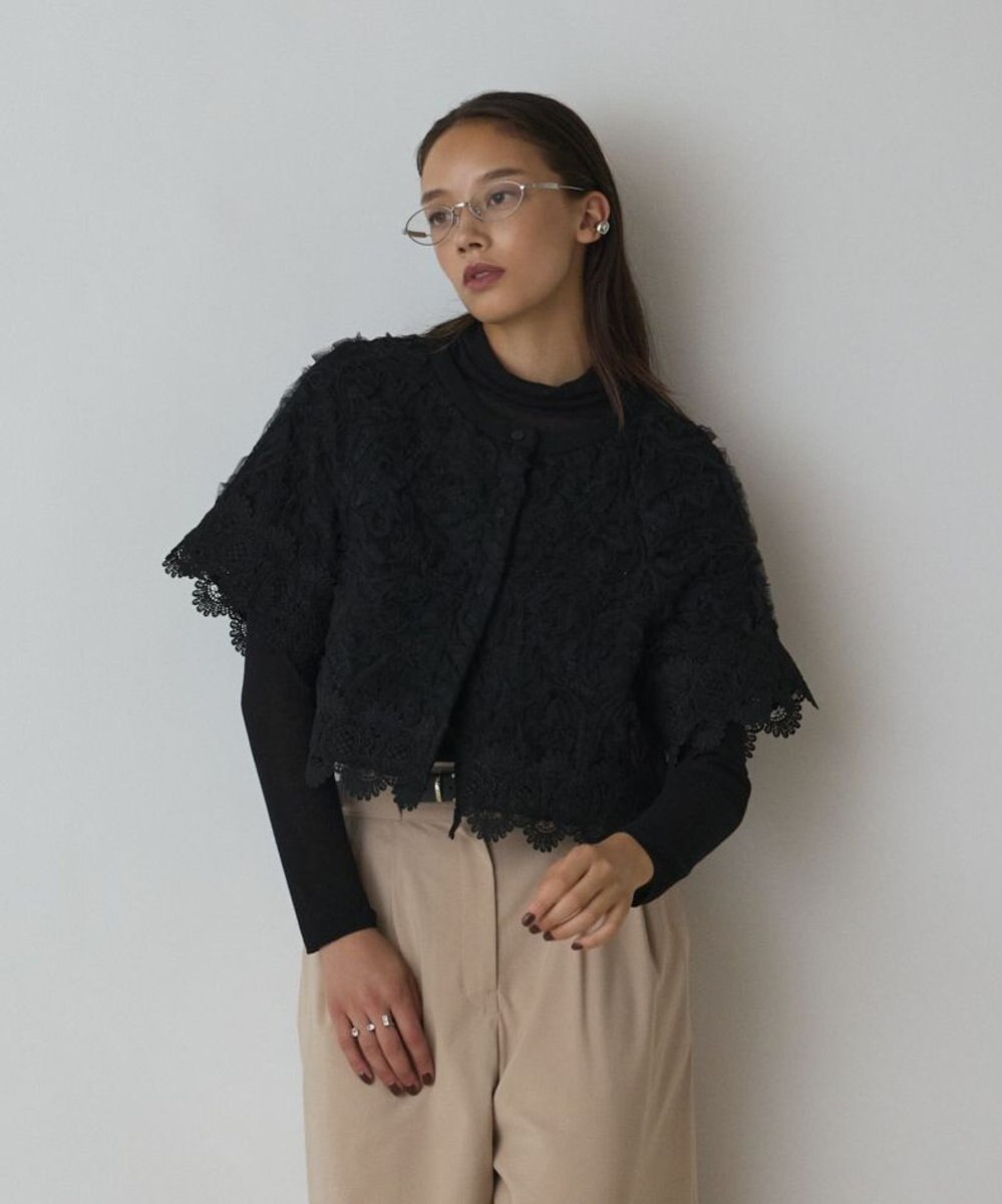 GRACE CONTINENTAL フラワー刺繍ニットカーディガン 