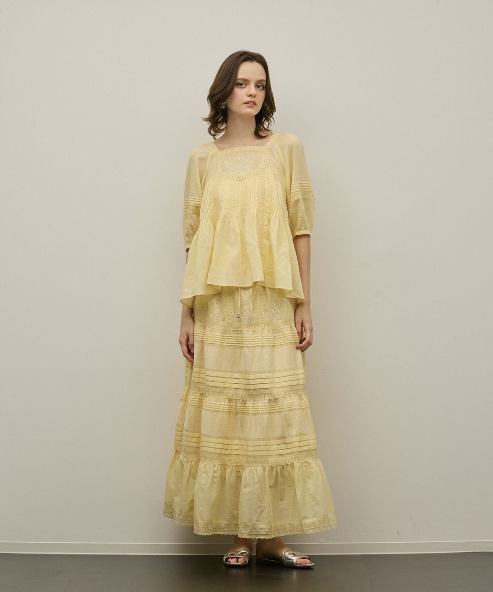 GRACE CONTINENTAL レースコンビピンタックブラウス 