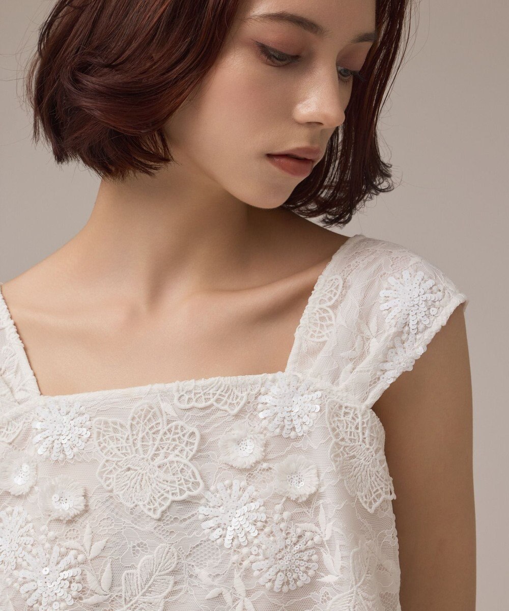 GRACE CONTINENTAL チュール刺繍トップ ホワイト