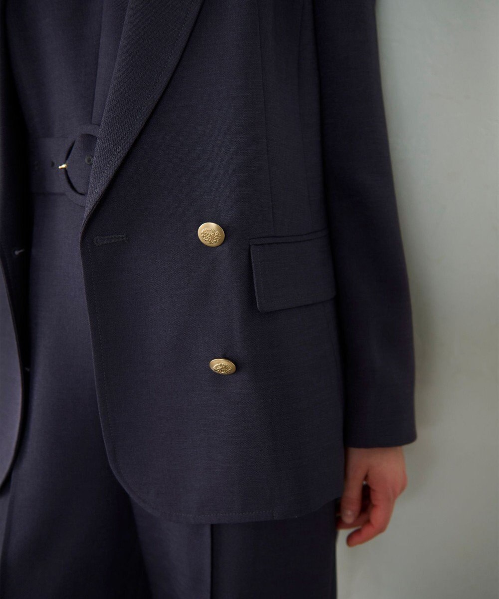 GRACE CONTINENTAL 麻調バックギャザージャケット 