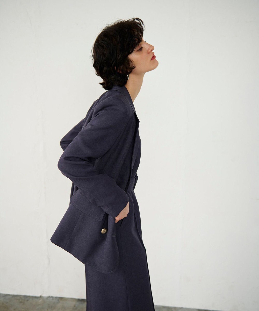 GRACE CONTINENTAL 麻調バックギャザージャケット 