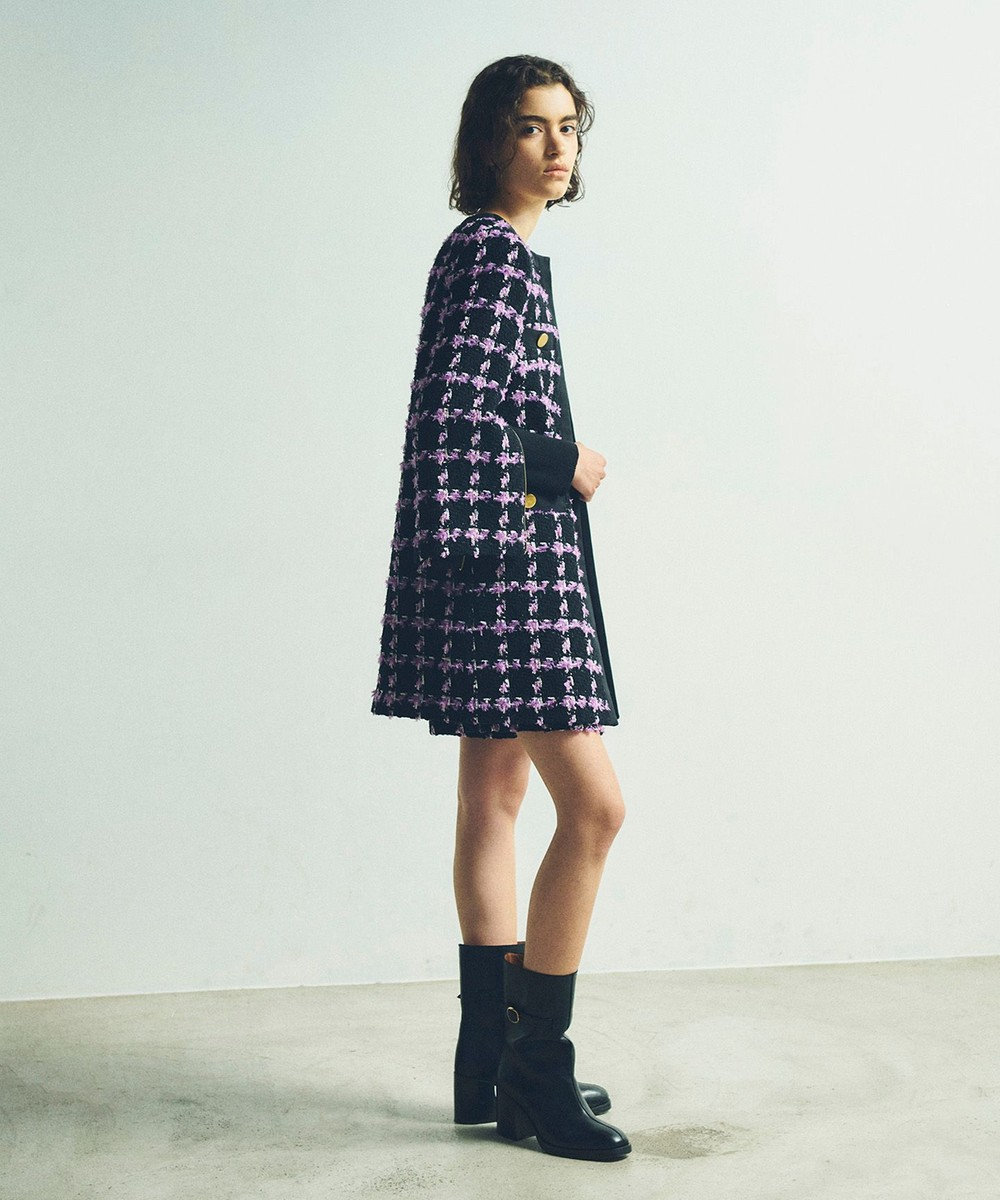 GRACE CONTINENTAL フェザーチェックツイードコート