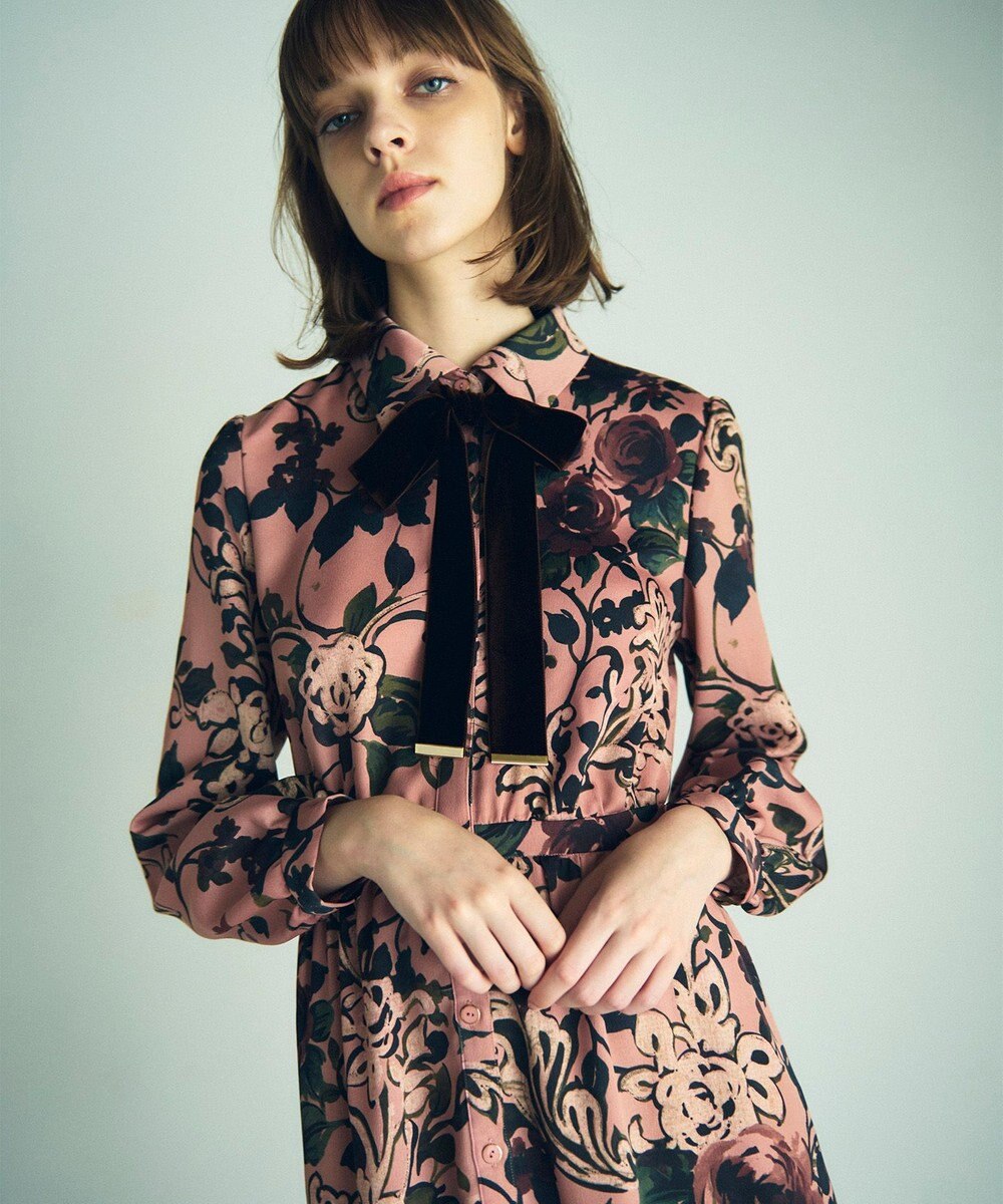 GRACE CONTINENTAL ローズオーナメントプリントワンピース 