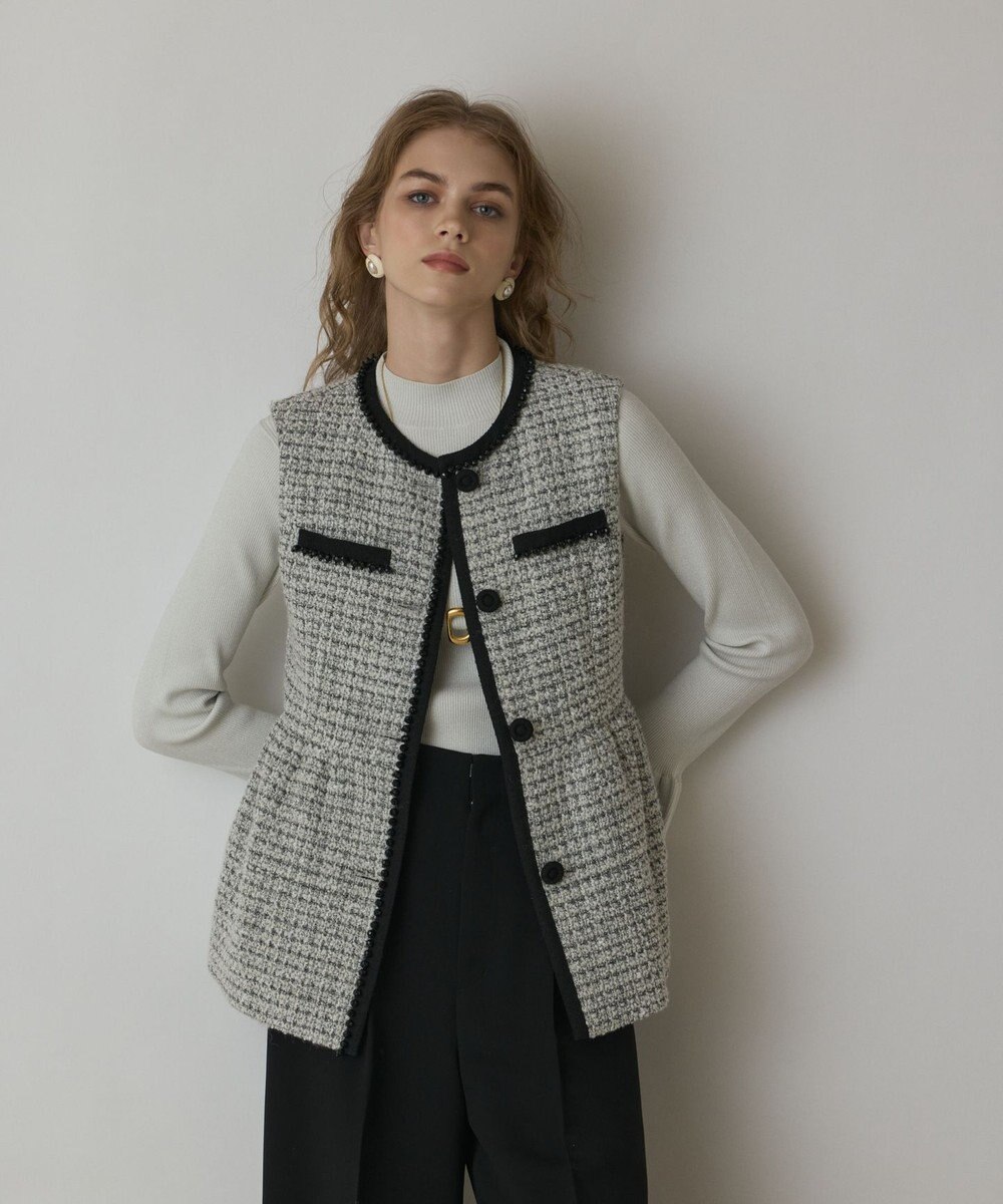 GRACE CONTINENTAL ツイードペプラムベスト 