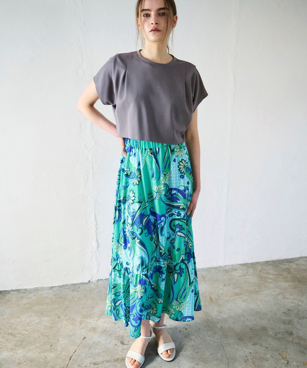 GRACE CONTINENTAL ペイズリープリントギャザスカート