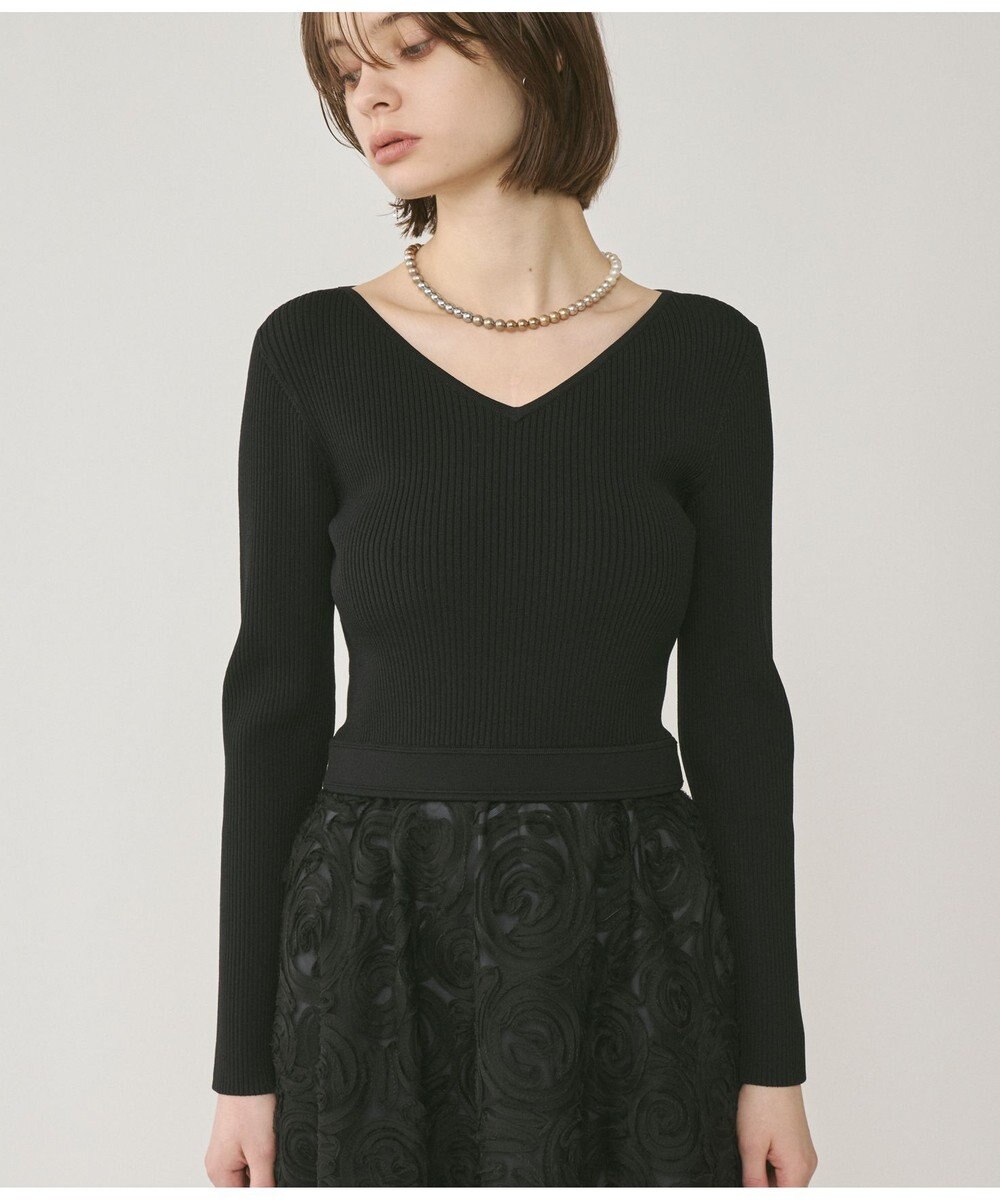 GRACE CONTINENTAL テープ刺繍ニットワンピース