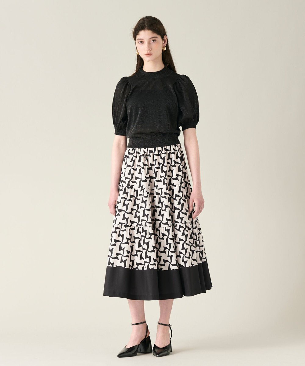 GRACE CONTINENTAL ラメシアーパフニットトップ 