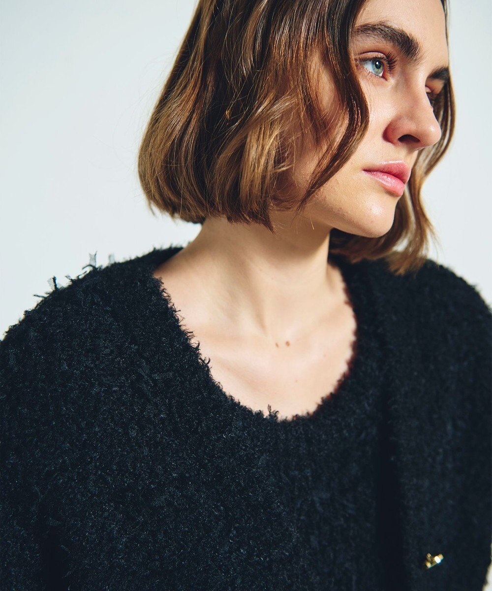 GRACE CONTINENTAL ツイーディーリボンヤーンカーディガン 