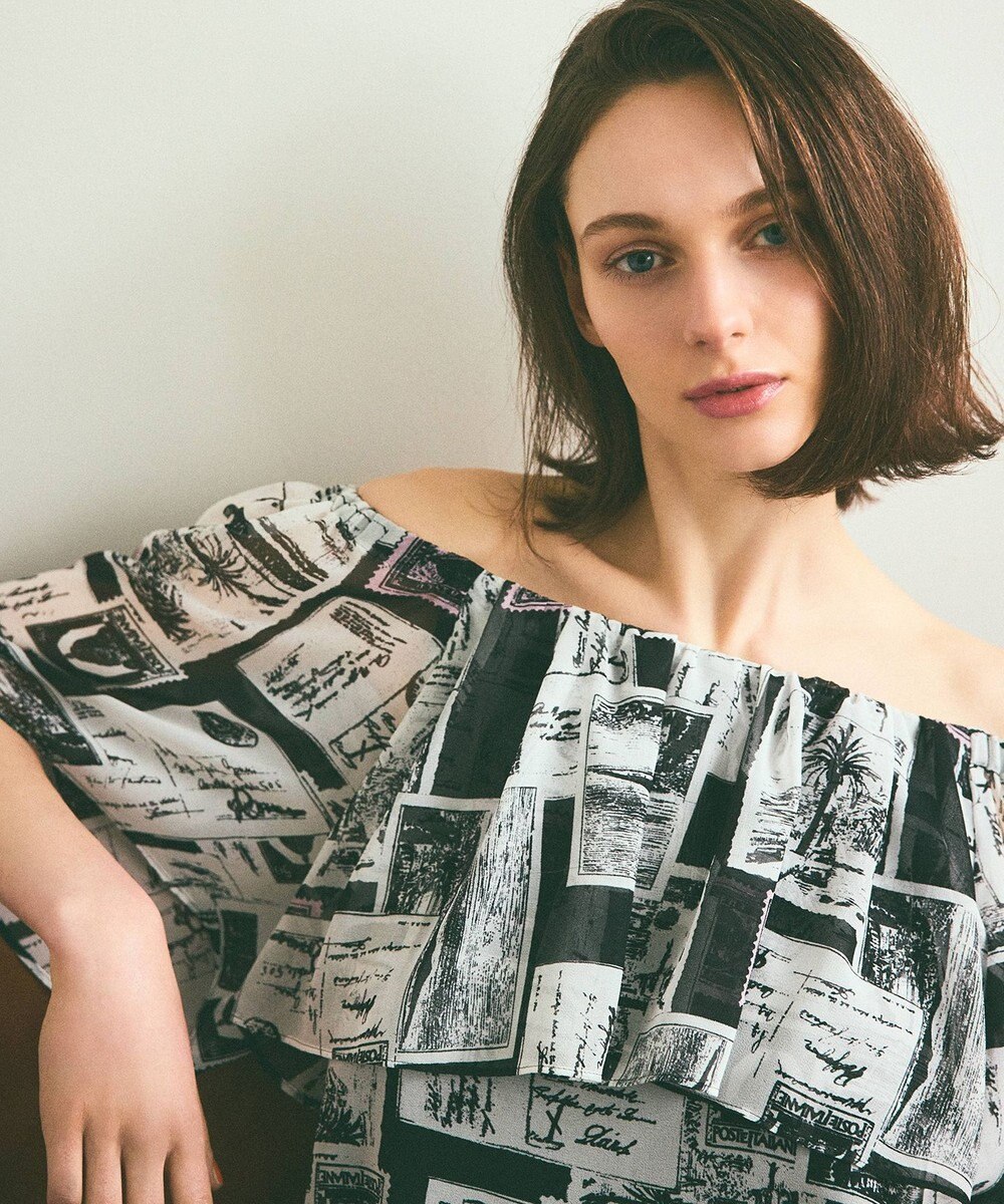 GRACE CONTINENTAL シフォンプリントドレス 