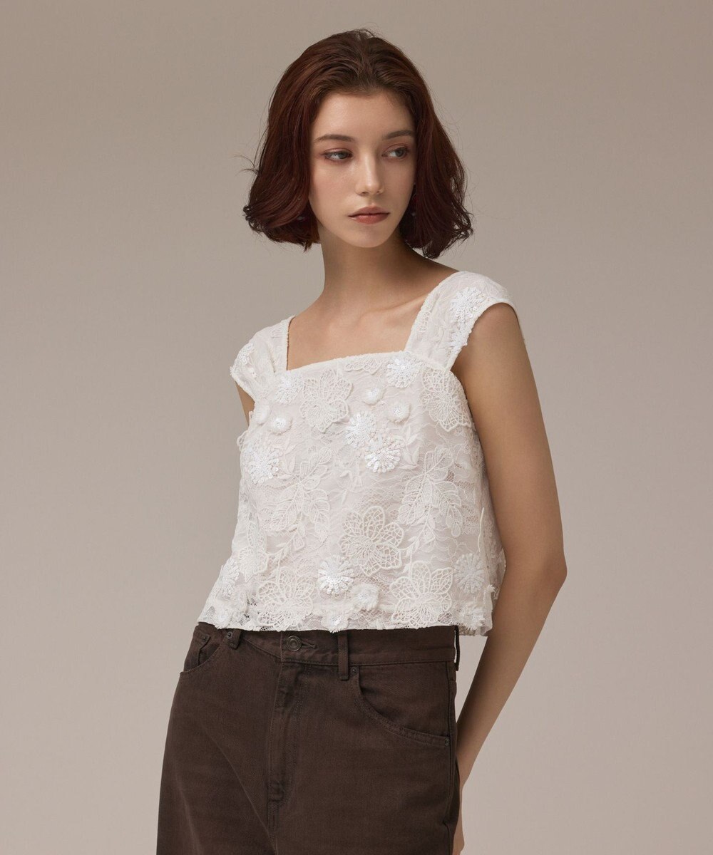 GRACE CONTINENTAL チュール刺繍トップ 