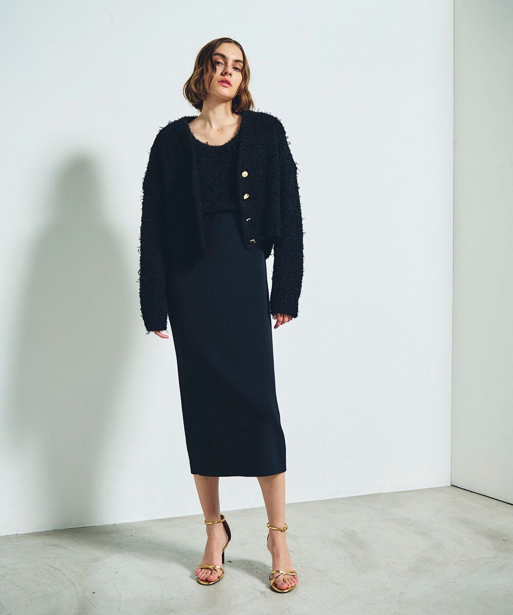 GRACE CONTINENTAL ツイーディーリボンヤーンカーディガン 