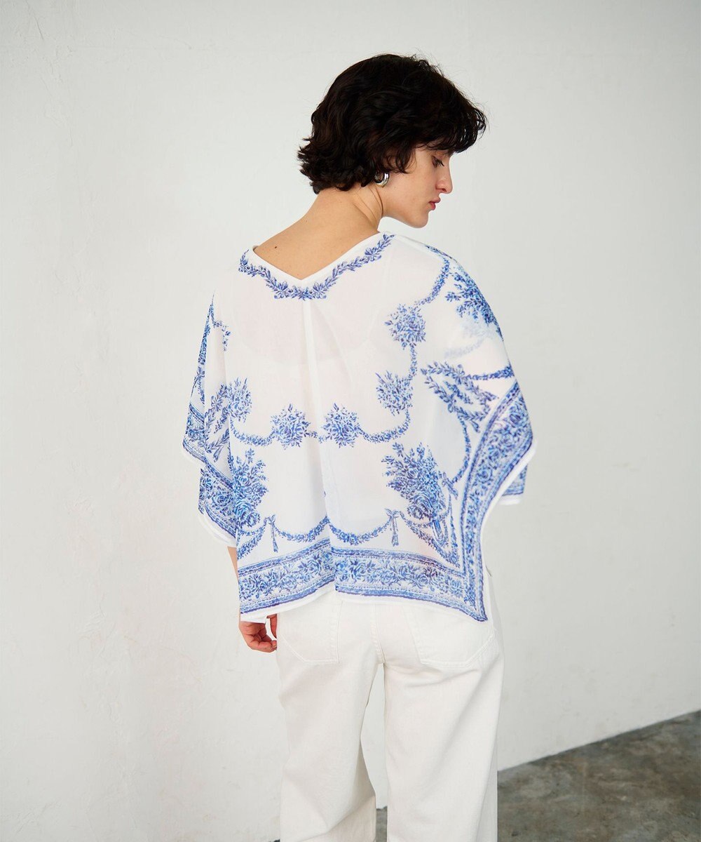 GRACE CONTINENTAL スカーフプリントポンチョトップ