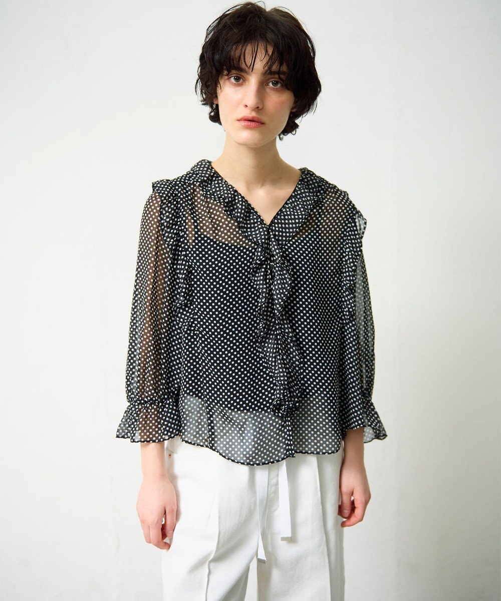 GRACE CONTINENTAL ドットラッフルブラウス