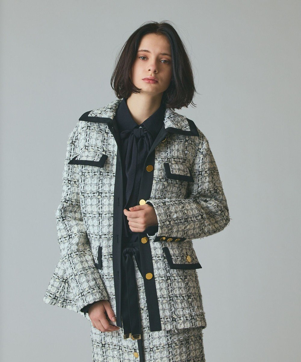 GRACE CONTINENTAL トリミングツイードショートコート 