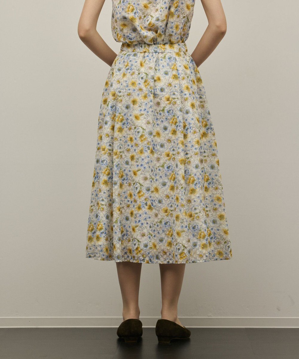 GRACE CONTINENTAL シアーフラワープリントジャガードフレアスカート 