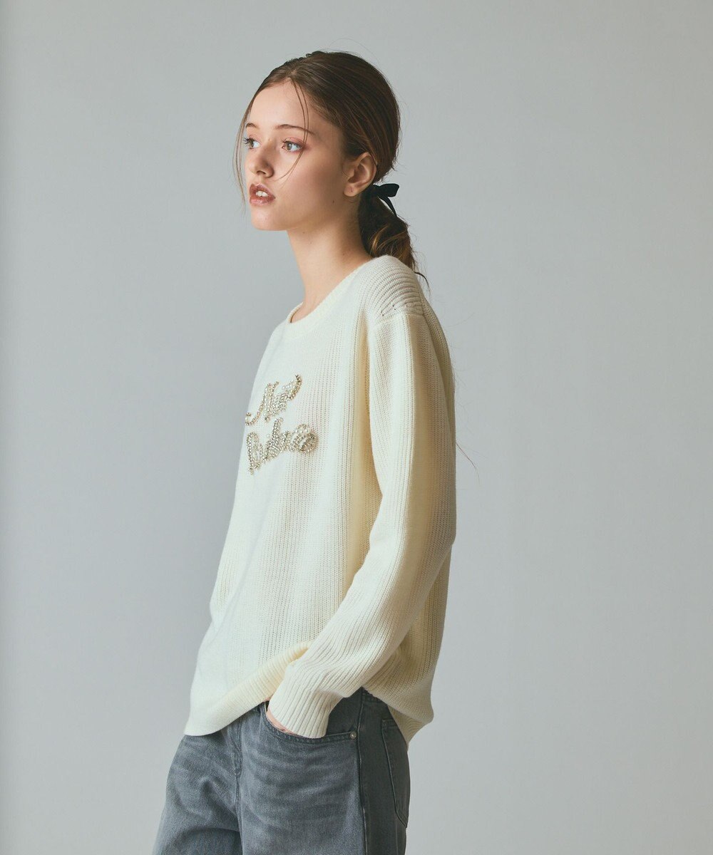 GRACE CONTINENTAL ビジューロゴニットトップ 